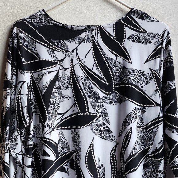 Allison Daly Black /White Tunic Boho Blouse Size Petite Large - Picture 9 of 12